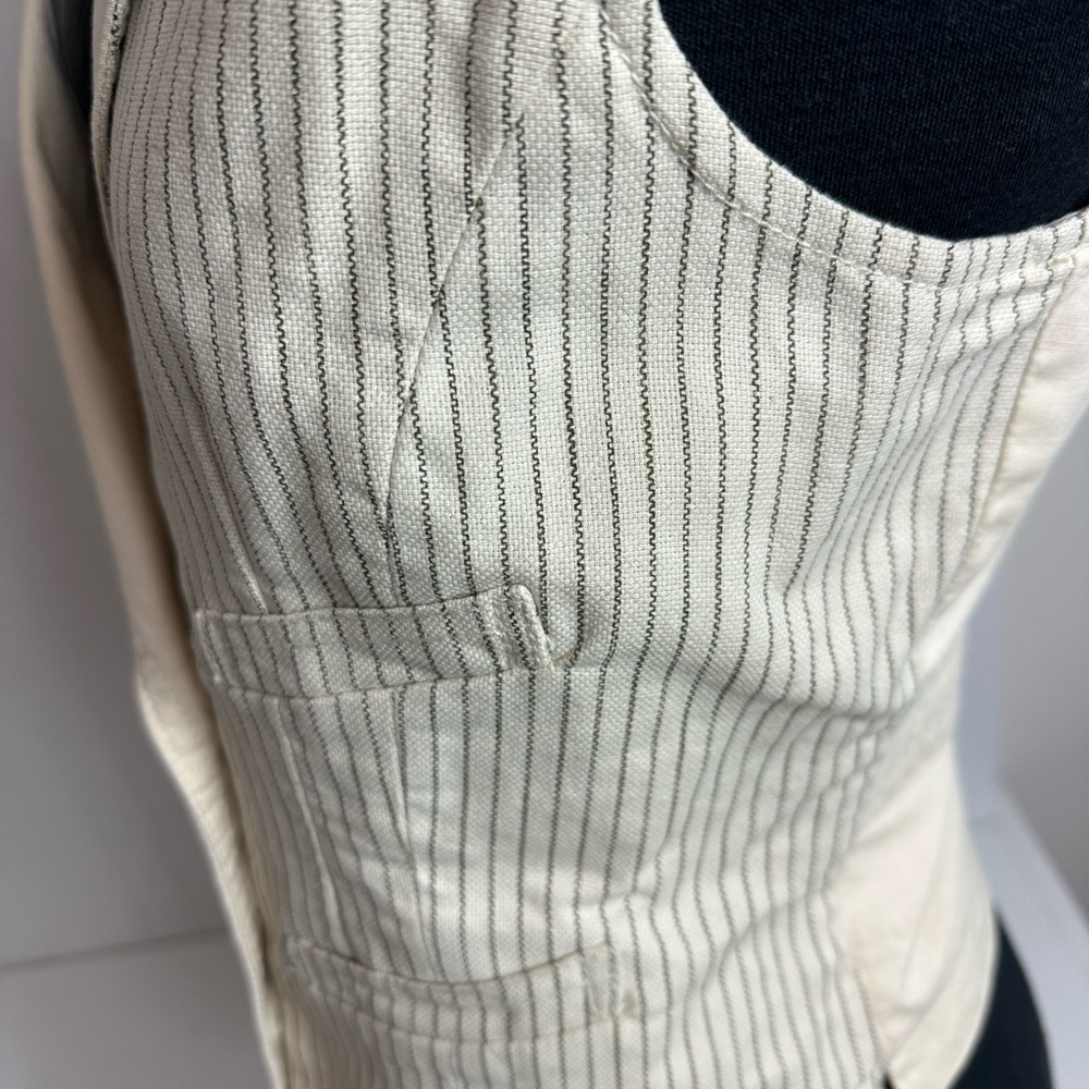 Denim & Supply Ralph Lauren Cream Pinstripe Double-Breasted Vest - Picture 6 of 14